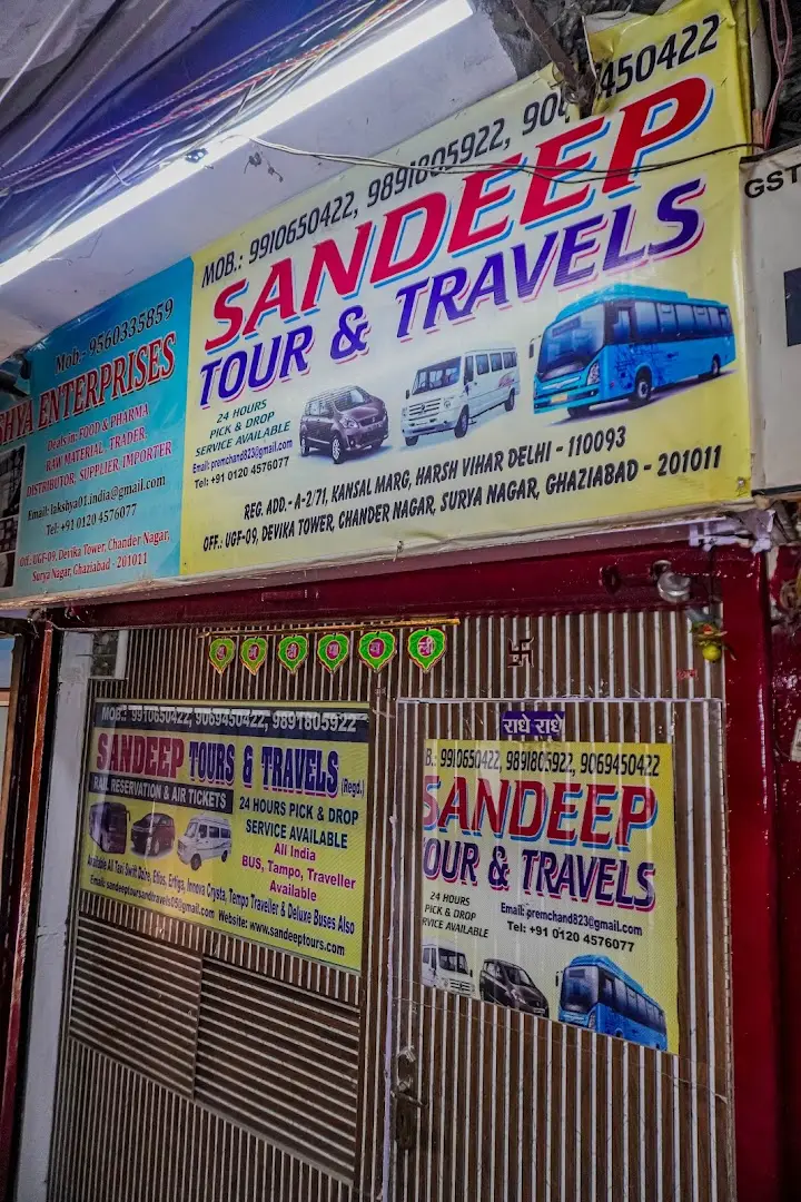 The Sandeep Tour & Travels shopfront at Devika Tower